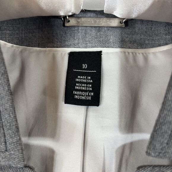 White House Black Market Womens Gray Colorblock Wool Blend Blazer Size 10 Office - Picture 7 of 16